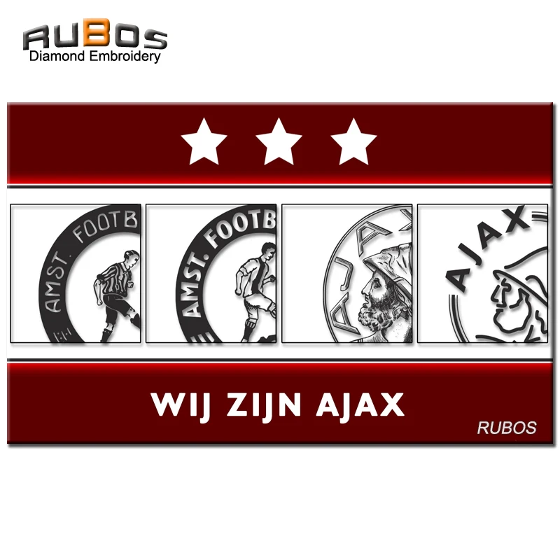 RUBOS AJAX Soccer DIY 5D Diamond Painting Netherland Team Badge Complete Square Or Round Diamond Embroidery Christmas Hobby Kids (10)