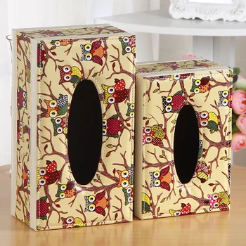 

Pack Of 2 Cute Owl Leather Tissue Box Cover Tissue Storage Case Container Paper Napkin Holder for Bathroom Kitchen Home Decor