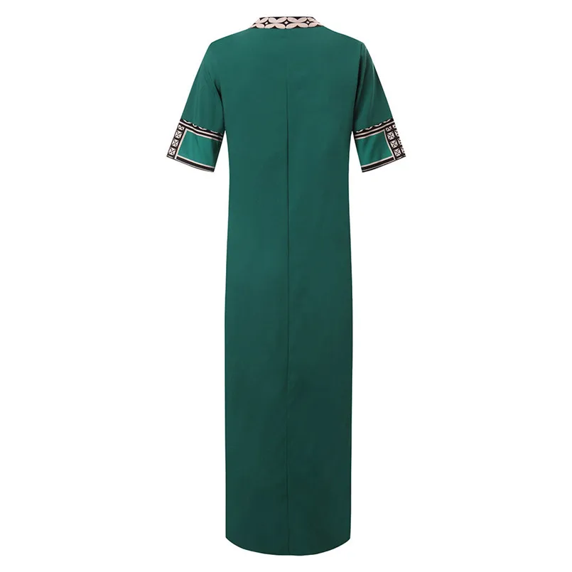New Fashion Women Summer Sexy V-Neck Short Sleeve Folk-Custom Print Vintage Dress Elegant Ladies Casual Party Vestidos #4R09   (23)