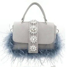 Модные свадебные сумки из натуральной кожи кожаные Перо сумка Изысканный Элегантный Стразы сумка для Для женщин ZD1297