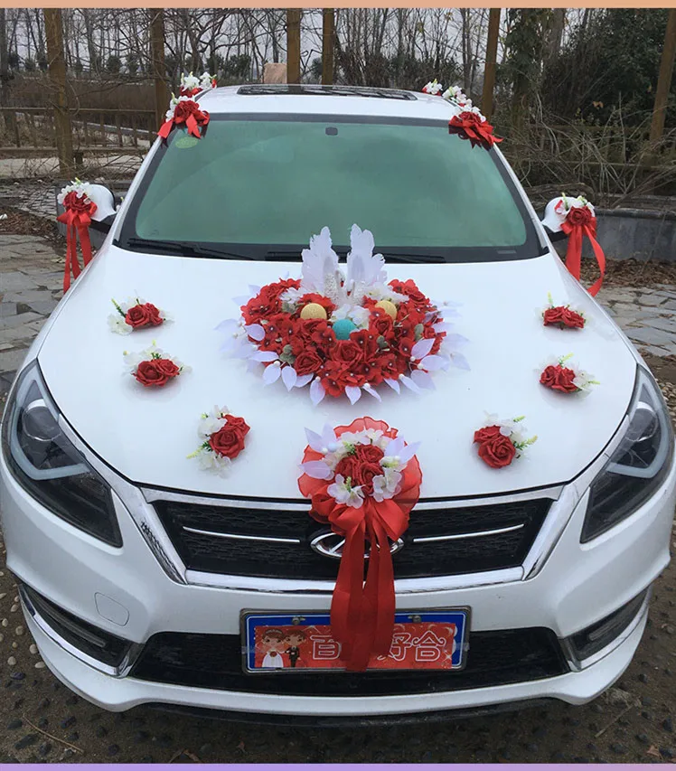 Стиль любви смолы лебедь свадебный автомобиль искусственные шелковые цветы набор украшения поплавок макет украшение