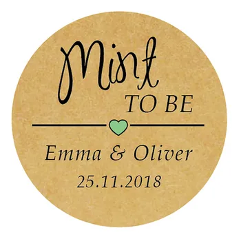 

DouxArt 100 Pieces Custom Personalized, Wedding Stickers - Mint to be, 40mm Colorful Wedding Party Communion Gift Labels P089