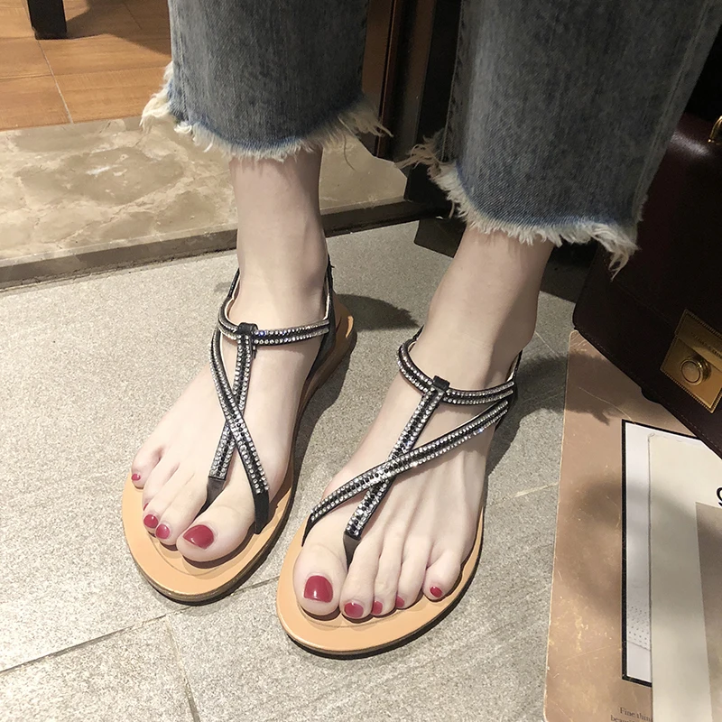 Tangnest New Summer Novel Thong Sandals Women Gladiator Flat Sandals Flip Flops Slip On Fashion Slippers Ladies Shoes XWZ5754