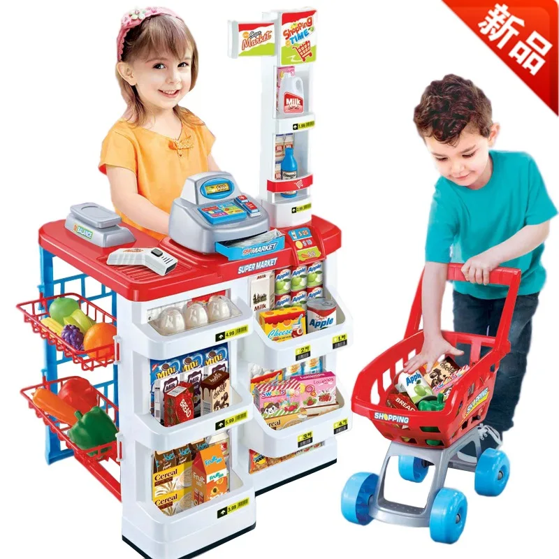 

Children's simulation luxury supermarket toy kids play house plastic shopping cart toy birthday gift boy gift