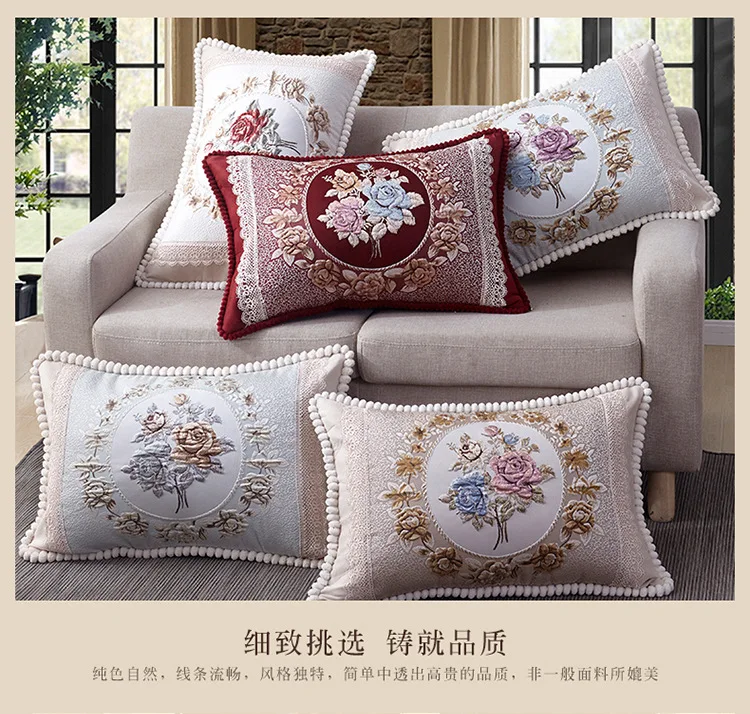 Rectangle 48*68cm Luxury Europe Sofa Back Lumbar Cushion Cover Big Size Hotel Decorative Throw Pillow Case for Bed High Quality