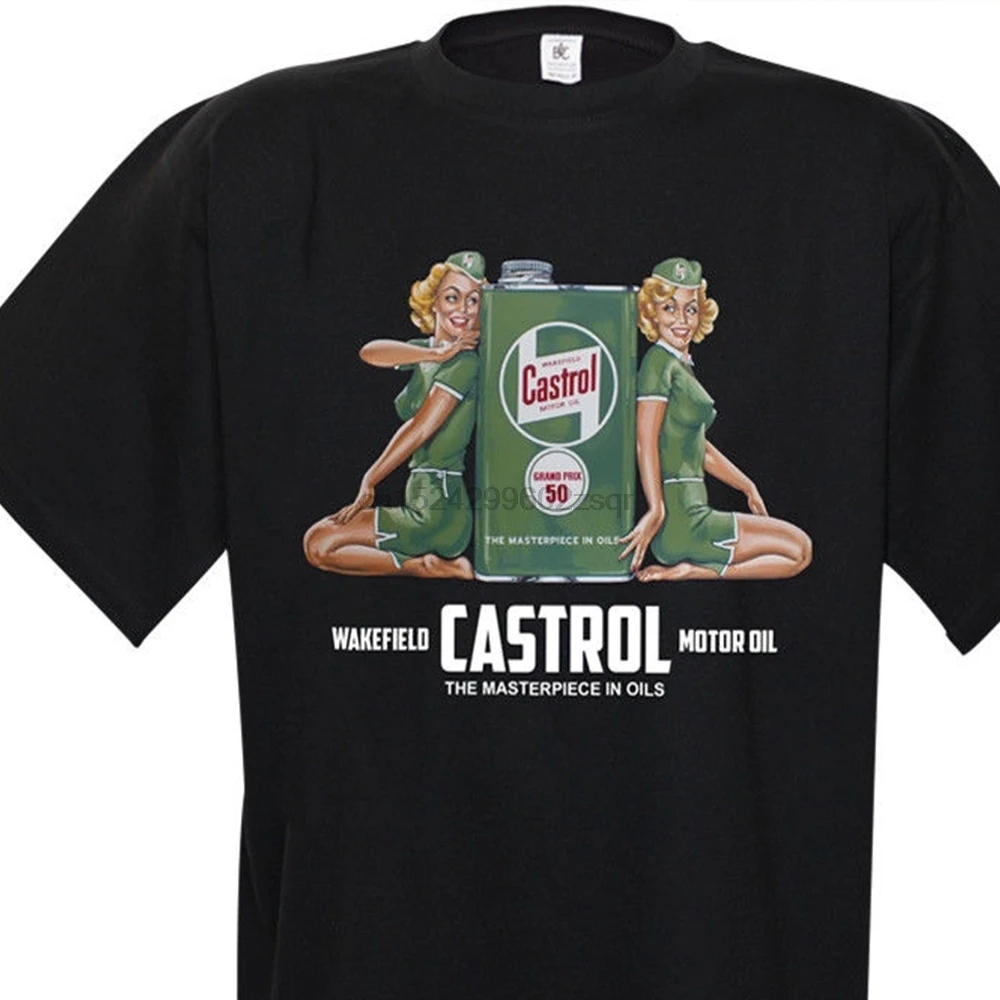 

Castrol Pin-up Motor Oil Mens Casual Tops Cotton T Shirt