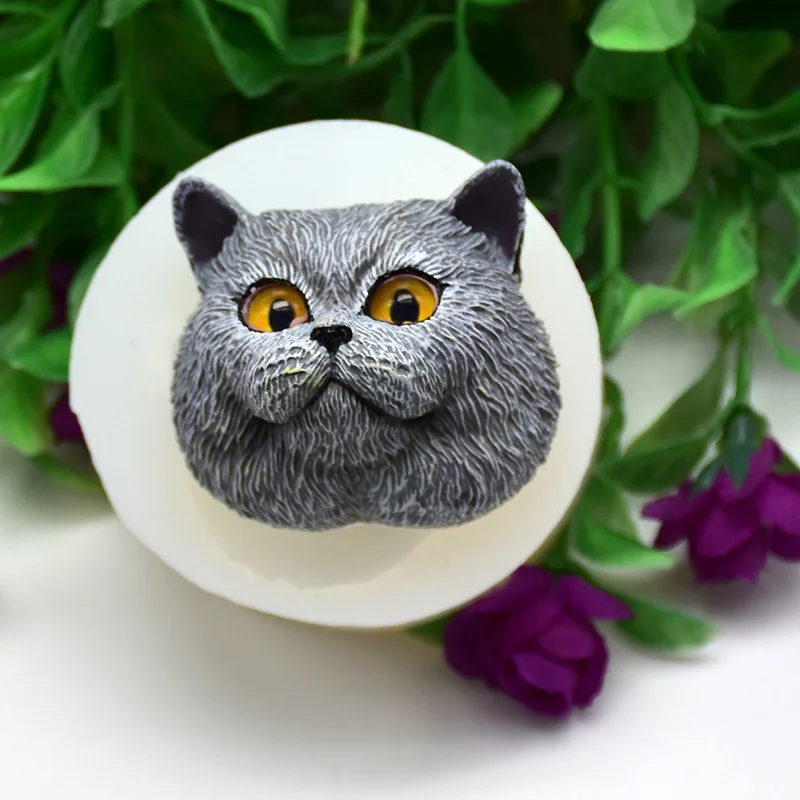 Силиконовая форма 3D в форме короткошерстного кота ручная для шоколадного мыла