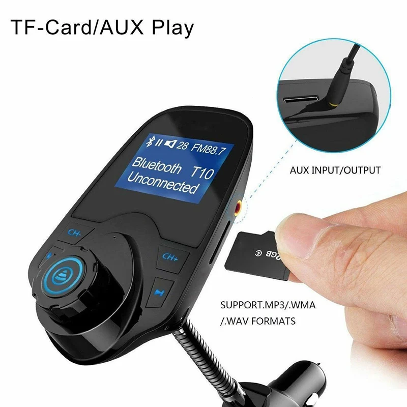 Беспроводной Bluetooth Автомобильный MP3-плеер USB быстрая зарядка TF fm-передатчик автомобильный fm-модулятор A2DP 5 в 2.1A ЖК-дисплей автомобильный комплект громкой связи