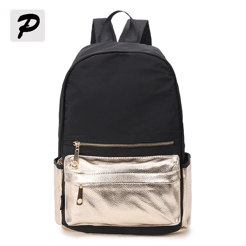 

Gold Color Nylon Backpack Fashion Women Teenage Girl Bagpack Waterproof Mochila Feminina Casual Shoulders Bag Schoolbag HAF027