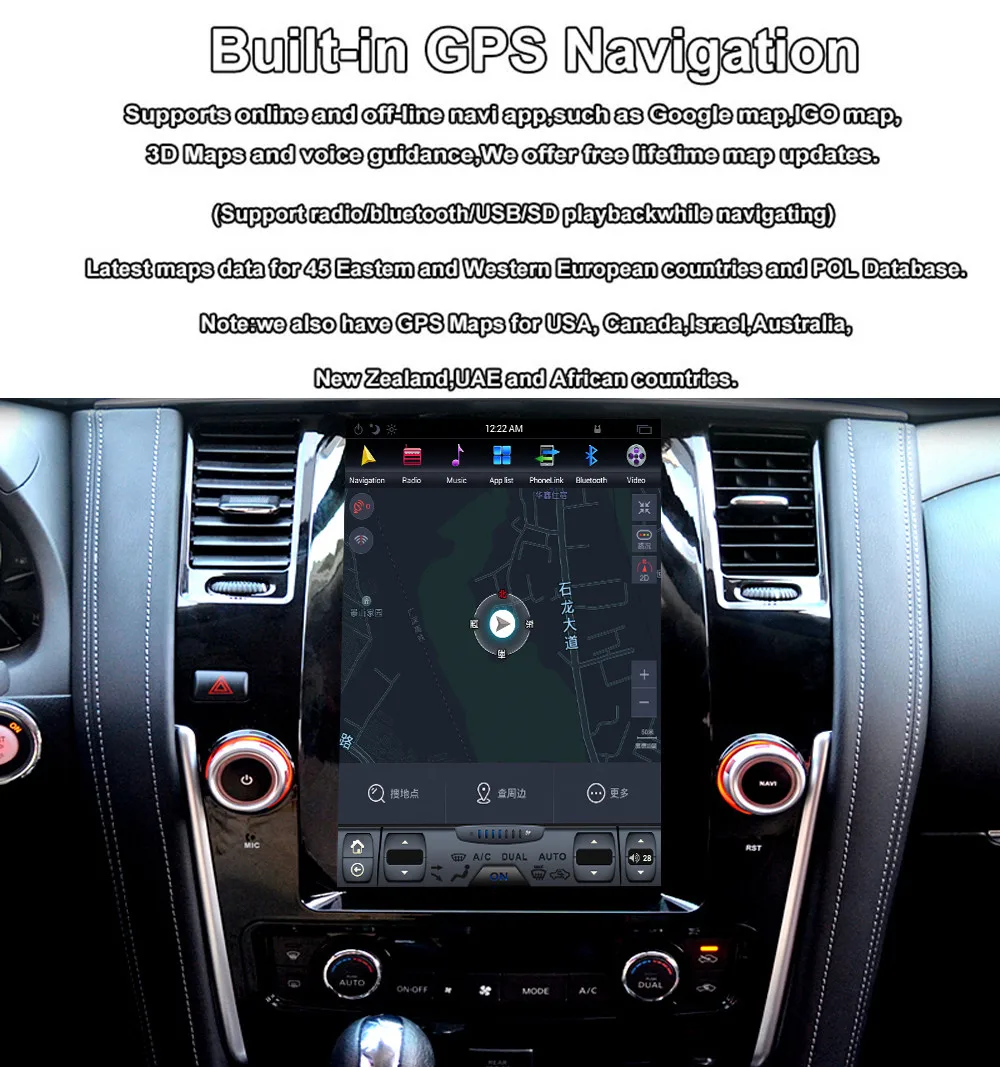 Sale 12.1"Tesla style Silver Android 6.0 Car GPS Map Navigation For NISSAN PATROL 2010-2018 multimedia radio tape recorder No dvd 13