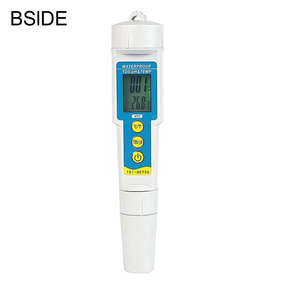 

3-in-1 PH Meter 0-14.00pH+0-19990us/cm Digital TDS EC Meter 0-50C Temperature Instrument Water Tester Tool
