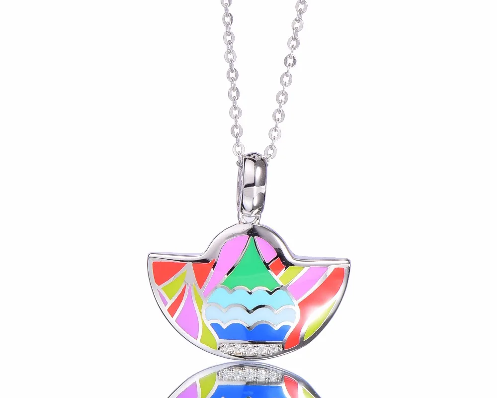 

RainMarch Vintage Enamel Silver Pendant For Woman Necklace 925 Sterling Silver Necklace Pendant Handmade Party Jewelry