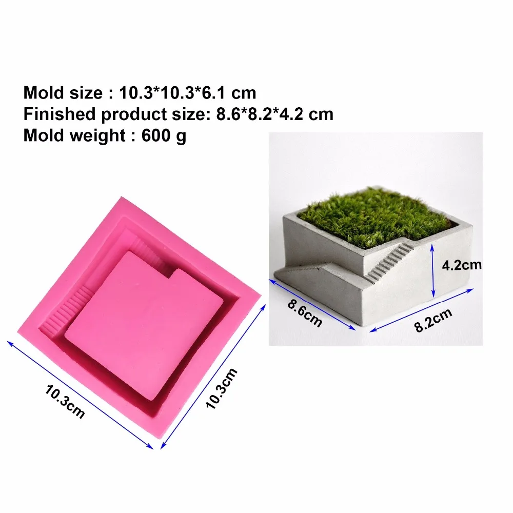 3D Clay Craft Concrete Planter Flower Pot Making Mold DIY Concrete flowerpot Cement Vase Silicone Mould
