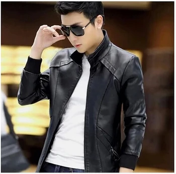

Free shipping men's spring and autumn new leather coat jacket 9868