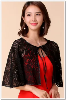 

Plus Size Ladies Evening Jackets Wraps Shawl Wild Scoop Neckline Wedding Bridal Party White/Black Lace Scarf 2019