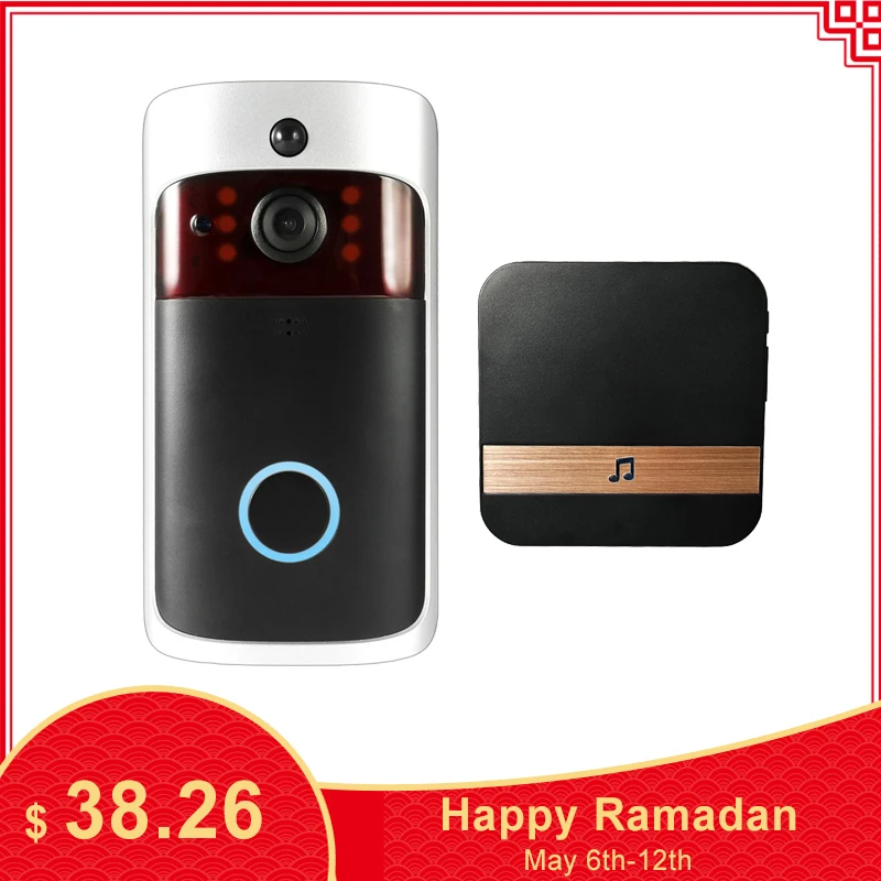 

1080P Wireless WiFi Security DoorBell Smart Video Door Phone Chime Visual Recording Low Power Consumption Remote Home Monitoring