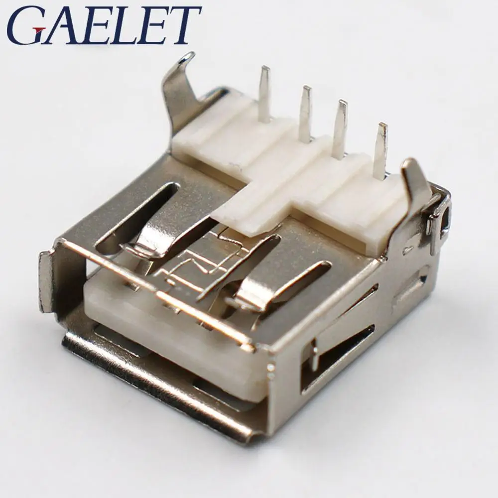 

10pcs Type A USB 2.0 Female AF90 Degrees 4 Pin Female Socket Connector Data Transmission Charging Plug Adapter GT30