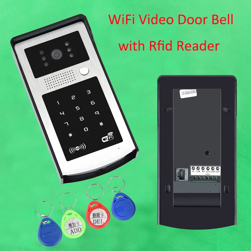 

Free Shipping Wifi Video Door Phone Intercom Metal Outdoor Doorbell with RFID & Code Keypad Access Door Bell