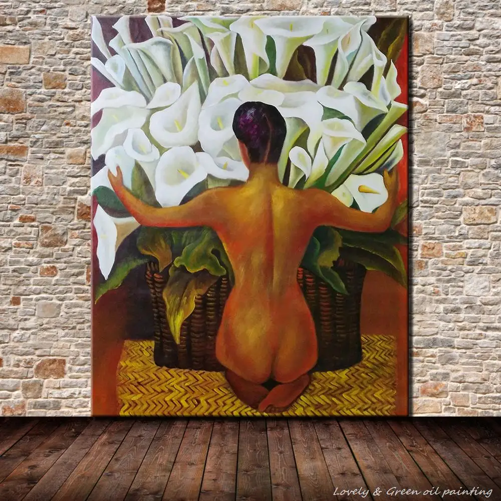 

Frameless Picture Modern Sexy Women Nude Girl Oil Painting On Canvas Hand Painred Flower Paintings Wall Decor For Living Room