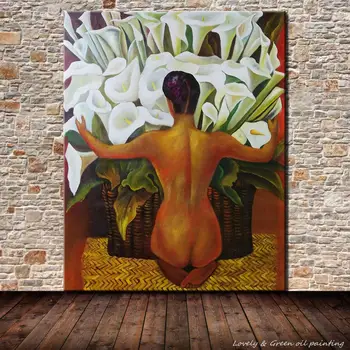 

Frameless Picture Modern Sexy Women Nude Girl Oil Painting On Canvas Hand Painred Flower Paintings Wall Decor For Living Room
