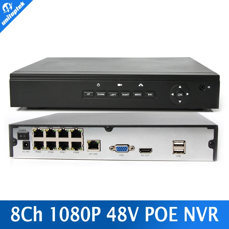 H.264 CCTV Onvif NVR POE 8CH 960P/ 8CH 1080P POE 1*HDD Security 8Ch NVR Recorder With IP Camera P2P Easy Remote View