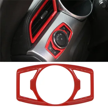 

For Ford Mustang 2015-2018 Red ABS Head Light Lamp Switch Frame Cover Trim 1X