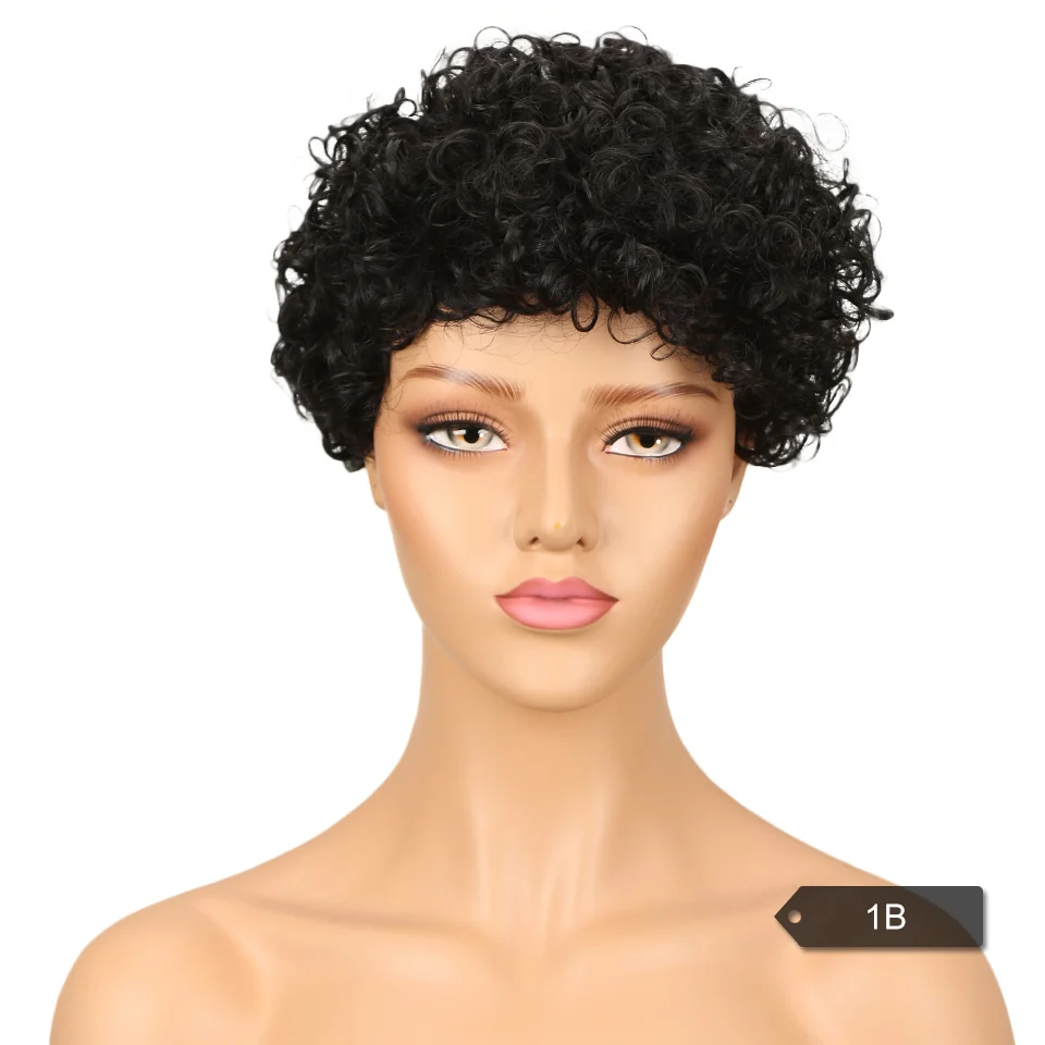 Гладкие монгольские афро кудрявые человеческие волосы парики для черных женщин, не кружевные передние человеческие волосы парики Джерри кудри парик