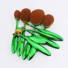 10PCS Green Toothbrush Shape Oval Makeup Brush Set MULTIPURPOSE Professional Foundation Powder Brush Cosmetic Kits With Box