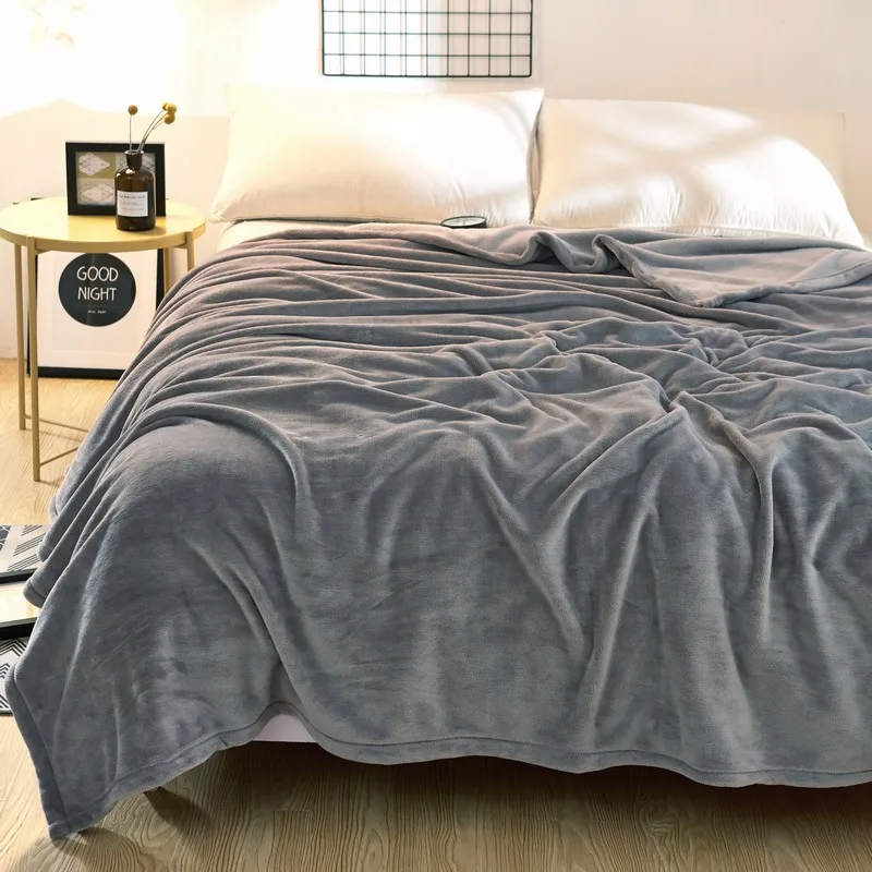 Модное серое однотонное Норковое одеяло для взрослых, мягкое плюшевое Флисовое одеяло, толстые одеяла, мягкие