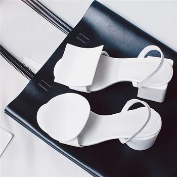 

Pretty Women's Sandals Creative Geometric Fashion High Quality Sexy Slingback Women Shoes Mid Heel Elegant Vogue Shoes Female