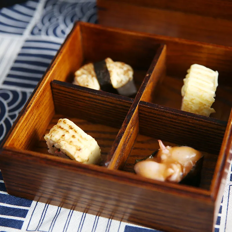 

Newest 3 Layer Square Wood Lunch Box Japanese Sushi Bento LunchBox Portable Food Container Fruits Storage Dinnerware Set-Z0072