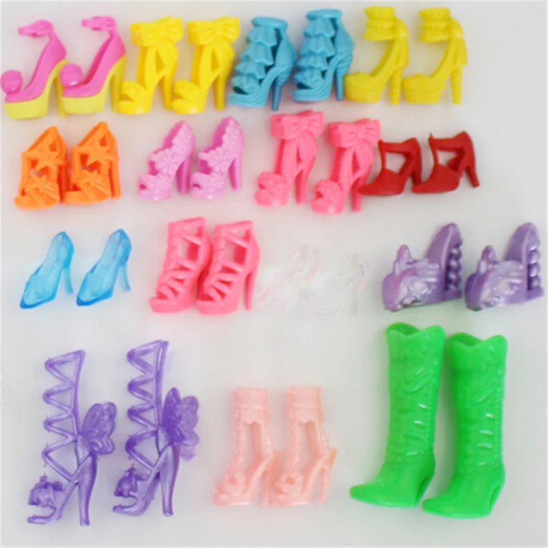 

20PCS=10 pairs Girl Baby Colorful High Heels Sandals Accessories For Doll Shoes Clothes Dress Prop Best Gift Toys