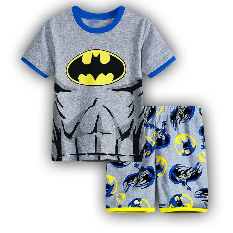 Детский пижамный комплект с Бэтменом; одежда для сна для мальчиков и девочек; детская ночная рубашка с героями мультфильмов; костюмы; комплект из шорт и футболки с короткими рукавами; одежда для детей