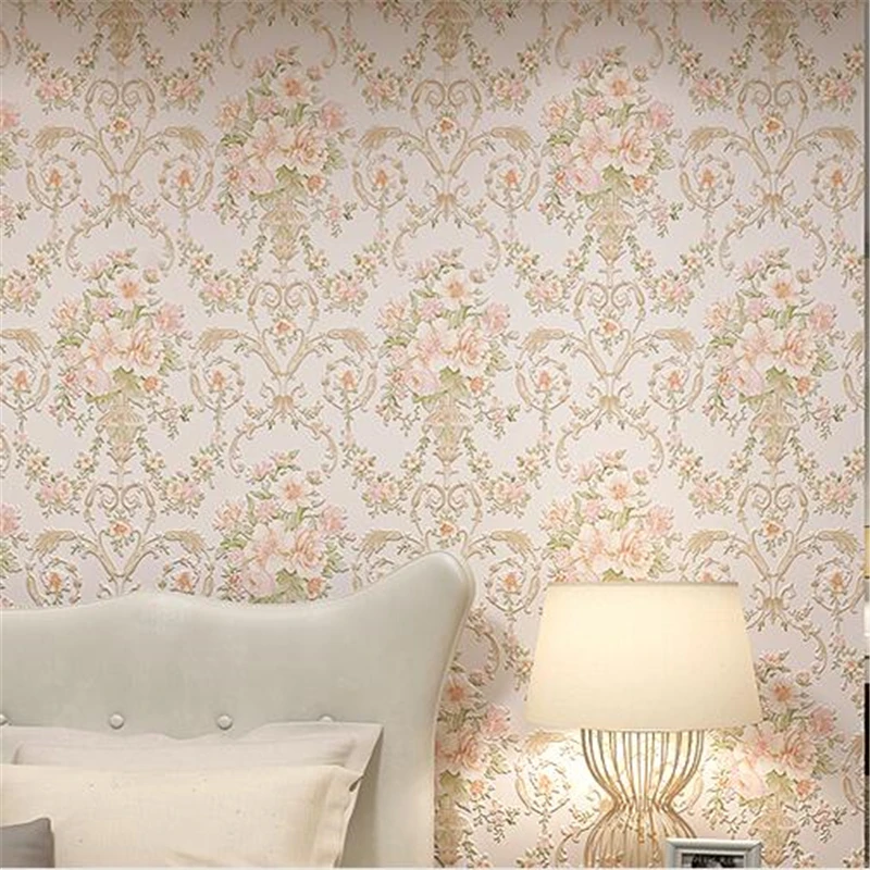 

beibehang three dimensional rural non woven wallpaper bedroom living room TV background warm romantic large flower wallpaper