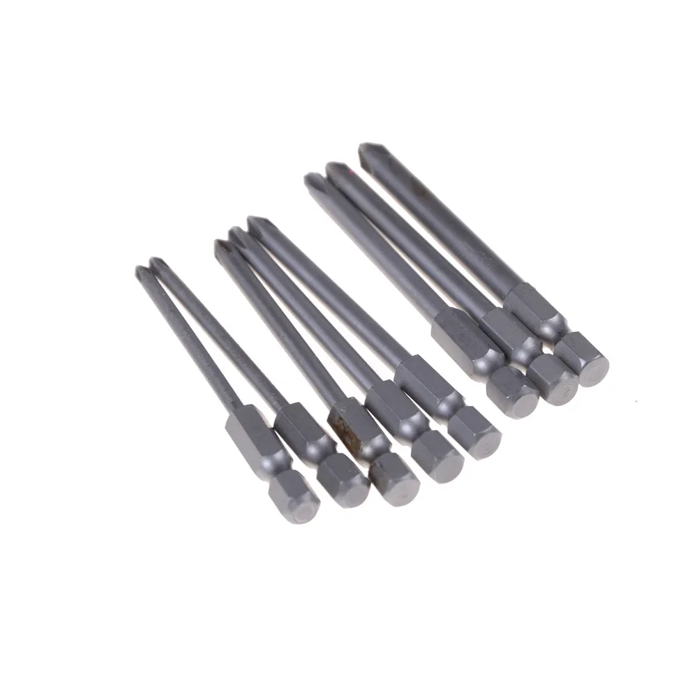 8pcs/lot 75mm  Electric Magnetic Long Hex For Cross Head Screwdriver Bits Set Screwdriver
