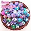 30pcs 8mm Polymer Clay Flower Pattern Printing Beads Round Loose Beads Mix Colors for Make Jewelry ► Photo 3/3