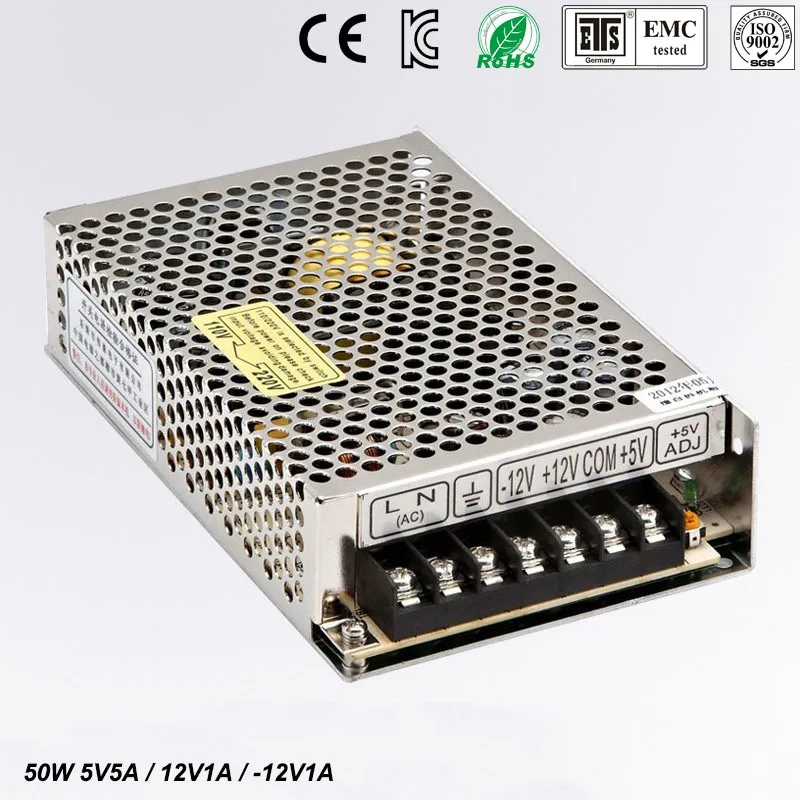 

fast delivery high reliable T-50B 5/12/-12v triple output switch power supply led driver output 50w output type