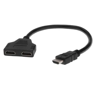 

500pcs HDMI 1 Male To Dual HDMI 2 Female Y Splitter Cable Adapter HD LED LCD TV 2016(can't use 2ports at the same time)0