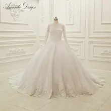 vestido de noiva Новое мусульманское стильное кружевное бальное платье с длинными рукавами, свадебное платье