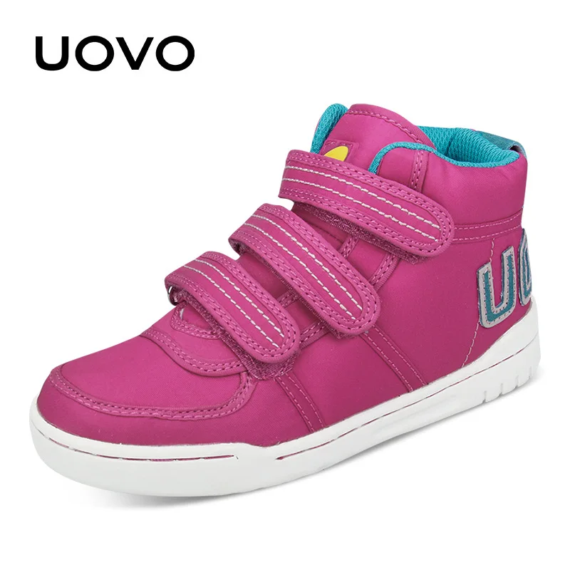Повседневная Спортивная обувь для мальчиков и девочек бренд uovo дети высокие уличные дышащие кеды Детские Эспадрильи Размер 28-41 Zapatos - Цвет: Pink