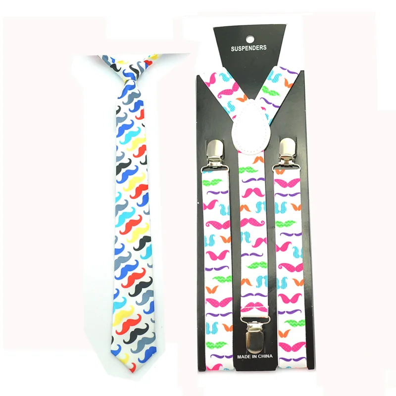 Зажим на подтяжках эластичная подвеска с галстуком-бабочкой набор y-образный 1" Усы" цвета мужские и женские подтяжки и галстук Набор Горячая Распродажа