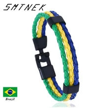 

SMTNEK Factory Direct National Flag Bracelet Multi-country Commemorative Version Fan Bracelet Bracelet Woven PU Leather Bracelet