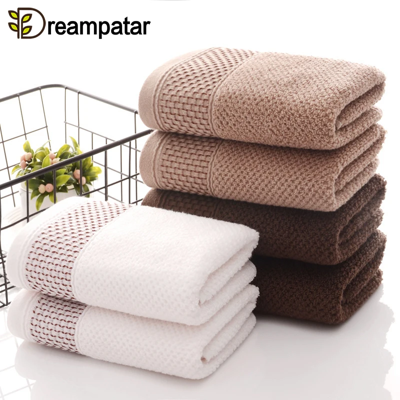 

White Twill Cotton Towel Home Daily Necessities Coffee Adult Bath Face Absorbent Thick Towel Bathroom Set for Family Guest BD51A