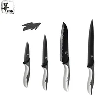 MU Brand Best Gift High Quality Stainless Steel Knife Four Piece Set 8″ Slicing 7″ Santoku 5″ Utility 3.5″ Fruit Kitchen Knives