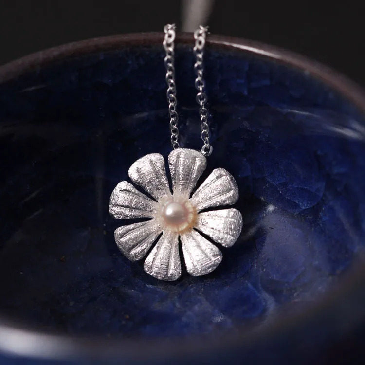 flower women gift 100% 925 Sterling silver nacklace Jewellery Clavicle chain pendant charms