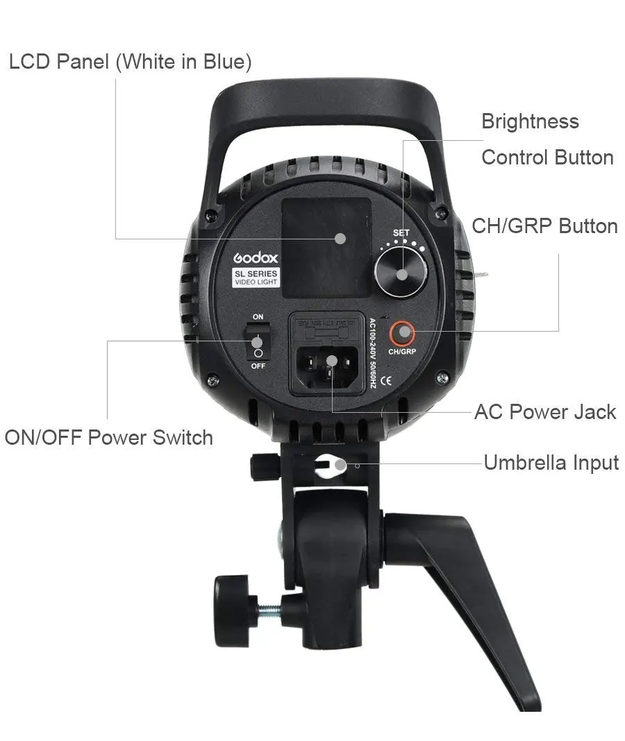 2 шт. Godox SL-60W CRI 95+ светодиодный светильник SL60W 5600K+ 60x90 см софтбокс+ подставка 2,8 м+ пульт дистанционного управления+ отражатель