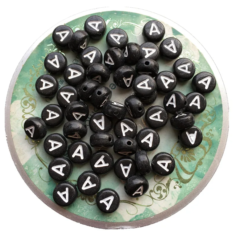

Single Initial A Printing Acrylic Letters Beads 100pcs/lot 4*7MM Plastic Alphabet Jewelry Bracelet Spacer Beads Black Letter