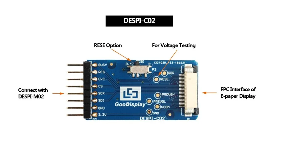 Набор для разработки дисплея E-paper с интерфейсом SPI и интерфейсом Micro USB