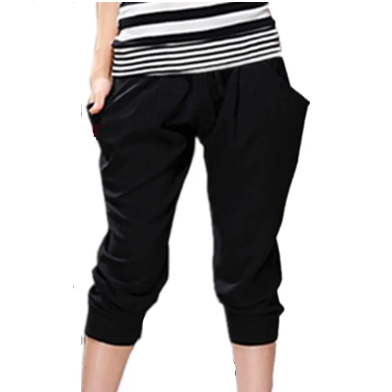 Women's Soft Milk Silk Stretch Breeches Pants Plus Size 6XL 7Xl 8XL Summer Capri Calf Length Trousers Mom