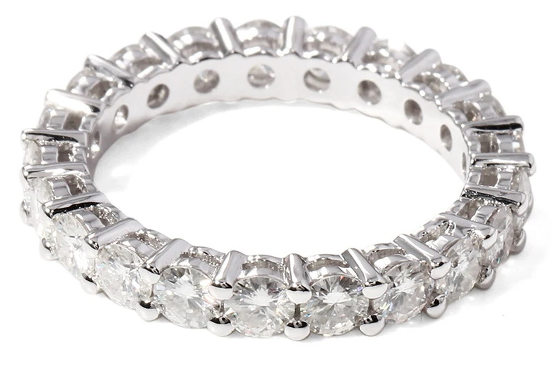 Новая мода, кольцо из серебра 925 пробы, набор, роскошное кольцо, полный круг, 4 мм, Круглый CZ Диамант, обручальное кольцо для женщин